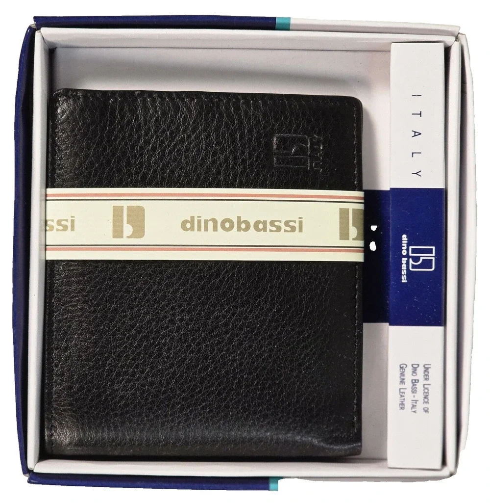 Dino Bassi Italy Men's Black Leather Wallet Billfold, New With Box